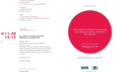 VOLUNTARY BLOOD DONATION AND TRANSFUSION POLICIES IN EUROPE – EUROPEAN PARLIAMENT, BRUXELLES-14 June 2016
