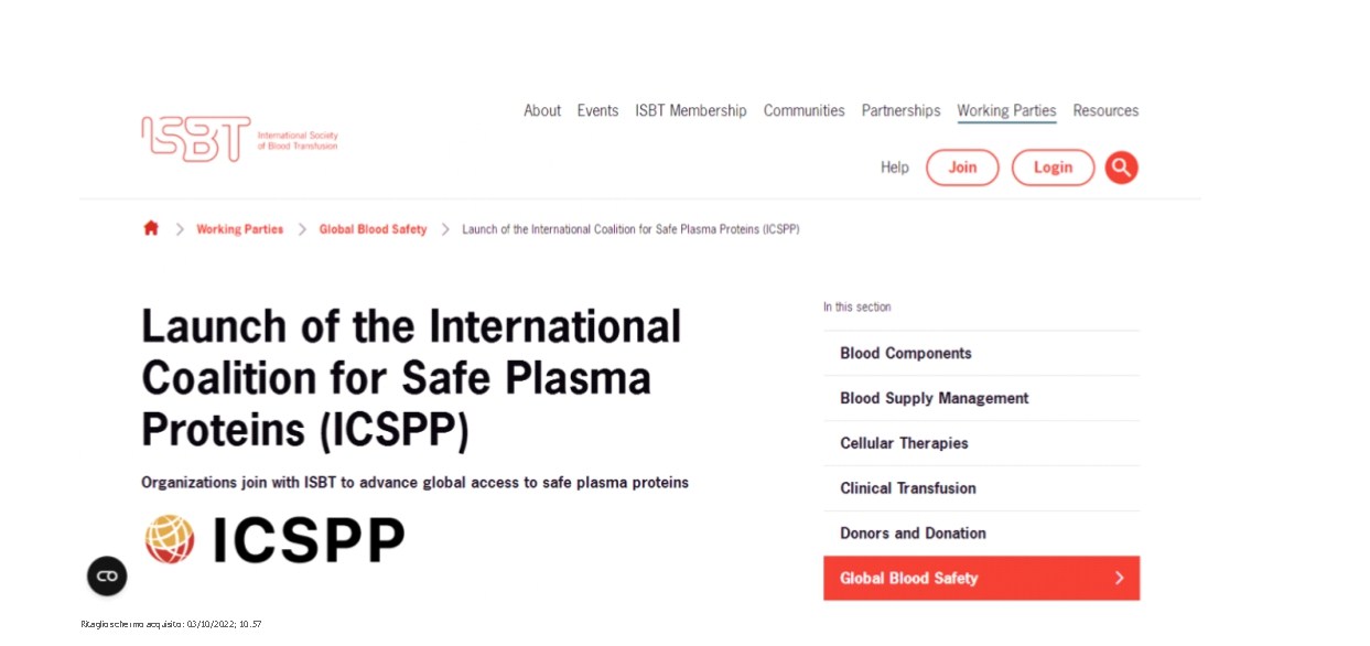 Launch of the International Coalition for Safe Plasma Proteins (ICSPP)